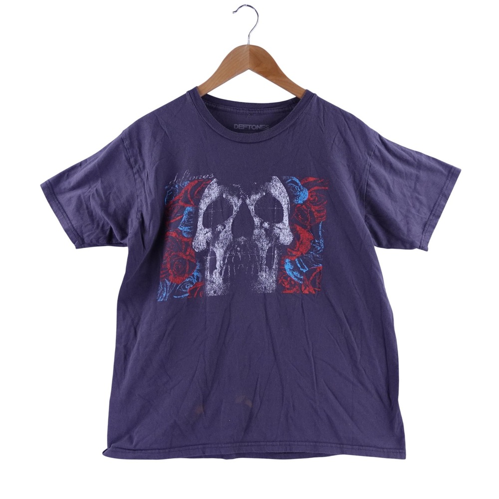 Deftones Skull Roses Band Graphic T-Shirt Men XL Charcoal Gray 2023 Licensed Y2K